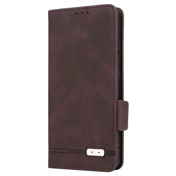 For Motorola Edge 40 5G Leather Wallet Case Hardware Decor Stand Flip Phone Cover - Coffee