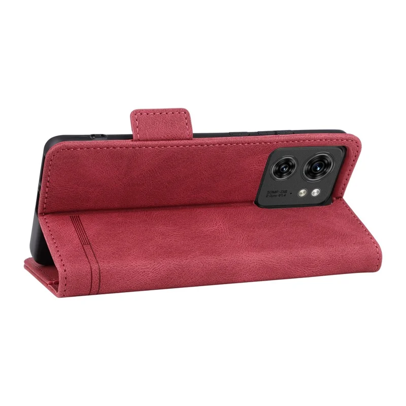 For Motorola Edge 40 5G Leather Wallet Case Hardware Decor Stand Flip Phone Cover - Rose