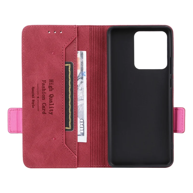 For Motorola Edge 40 5G Leather Wallet Case Hardware Decor Stand Flip Phone Cover - Rose