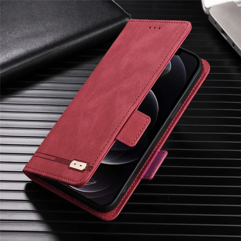 For Motorola Edge 40 5G Leather Wallet Case Hardware Decor Stand Flip Phone Cover - Rose