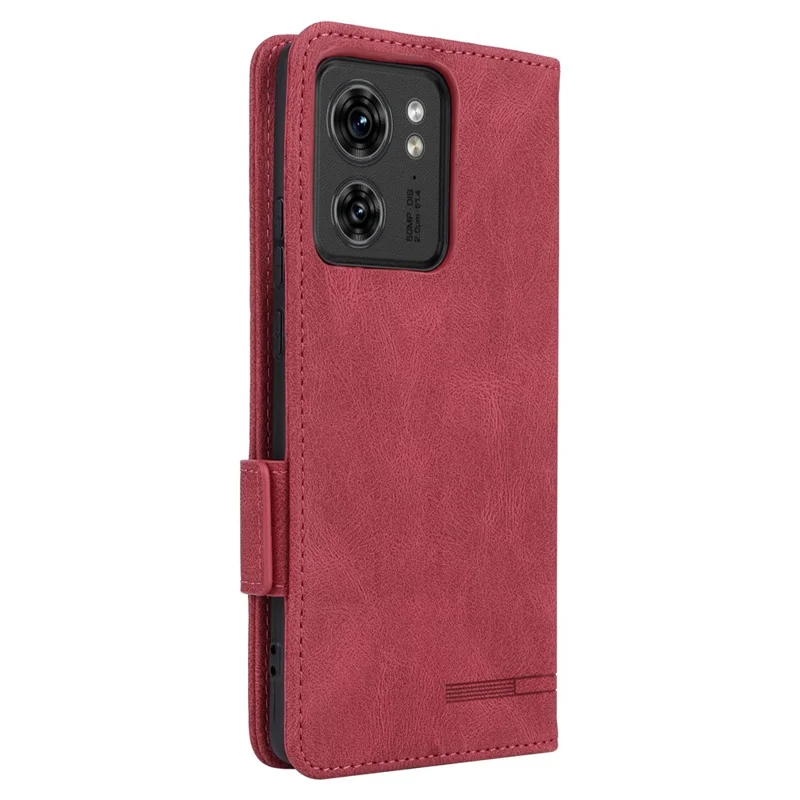 For Motorola Edge 40 5G Leather Wallet Case Hardware Decor Stand Flip Phone Cover - Rose