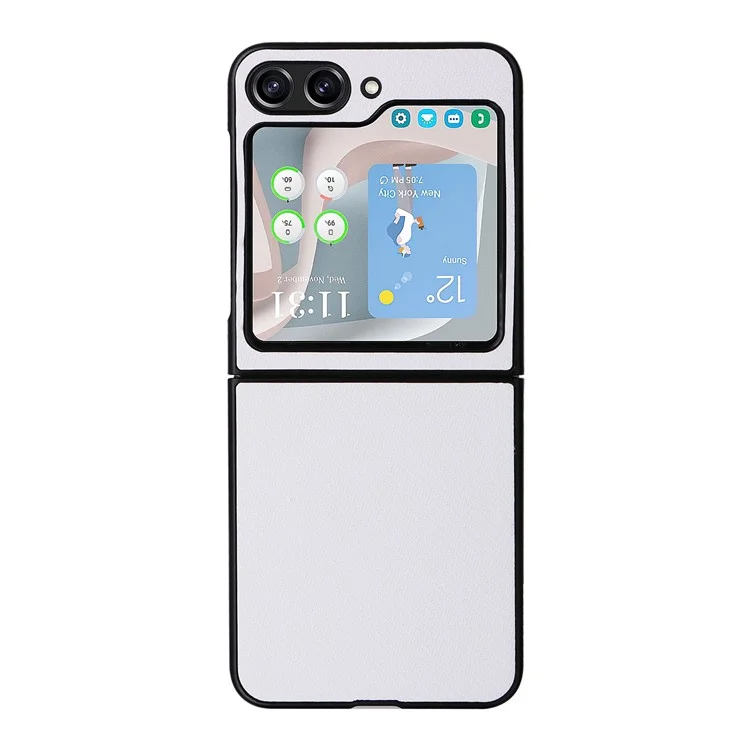 For Samsung Galaxy Z Flip5 5G Carbon Fiber Texture Phone Case PU Leather+PC Protective Cover - White