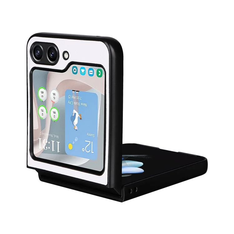 For Samsung Galaxy Z Flip5 5G Carbon Fiber Texture Phone Case PU Leather+PC Protective Cover - White