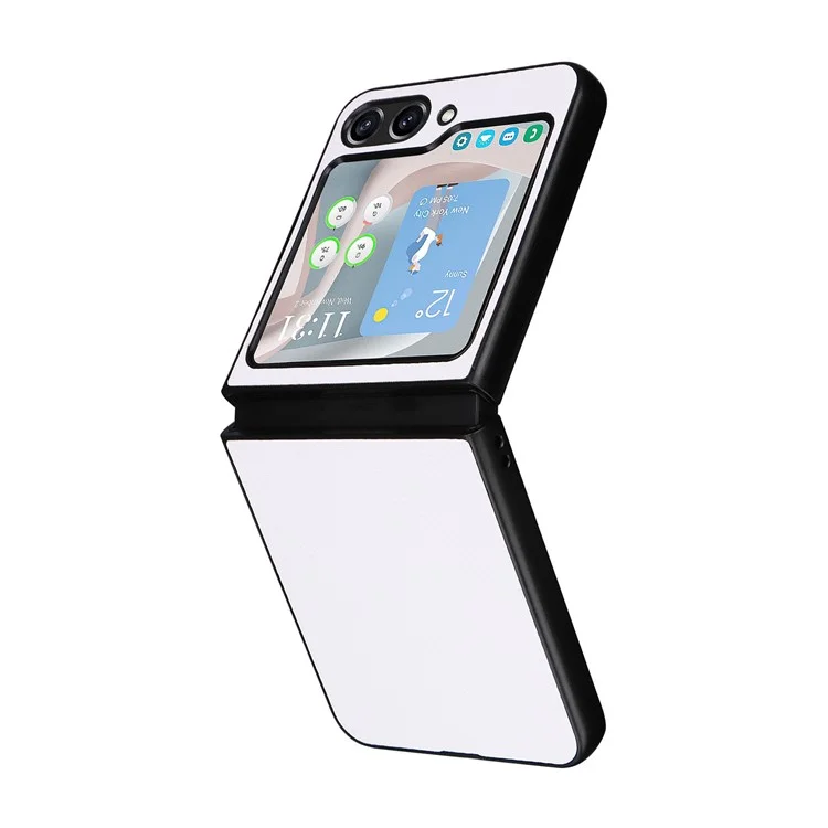 For Samsung Galaxy Z Flip5 5G Carbon Fiber Texture Phone Case PU Leather+PC Protective Cover - White