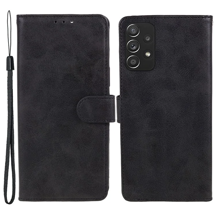 Pour Samsung Galaxy A53 5G Calf Texture Folding Stand Cover Leather Wallet Phone Case - Noir