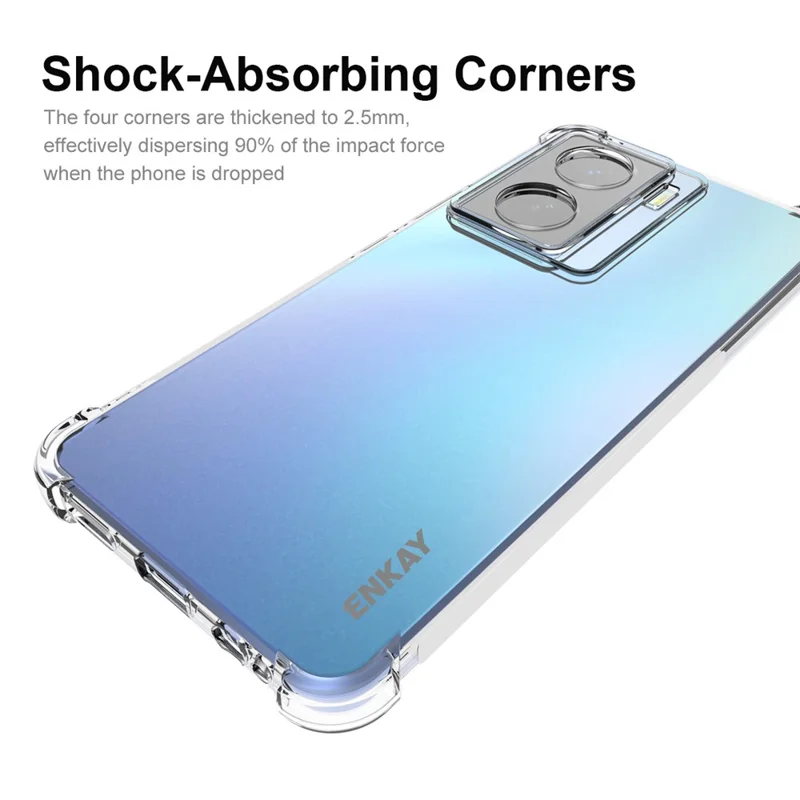 ENKAY HAT PRINCE Pour vivo iQOO Z7 5G Étui de téléphone transparent HD Coins renforcés Bande anti-dérapante Bord Mobile Cover