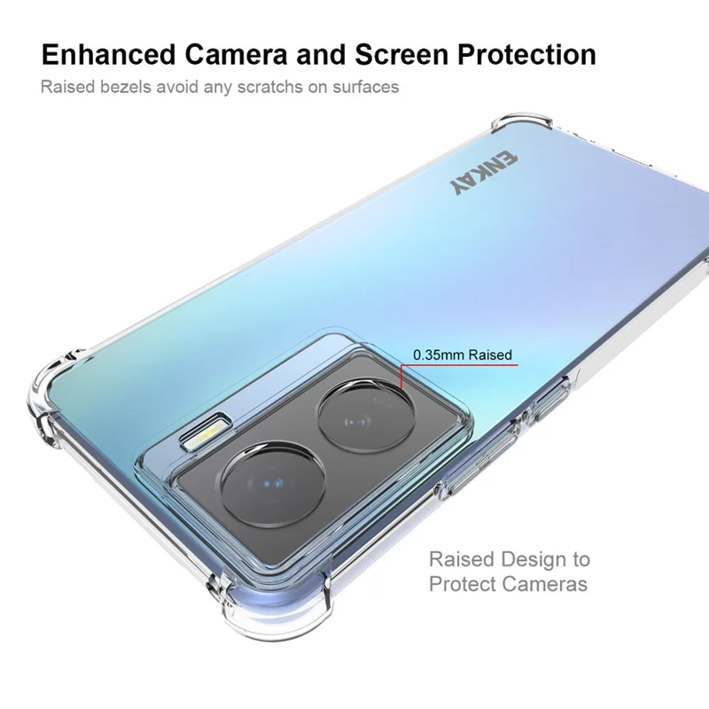 ENKAY HAT PRINCE Pour vivo iQOO Z7 5G Étui de téléphone transparent HD Coins renforcés Bande anti-dérapante Bord Mobile Cover