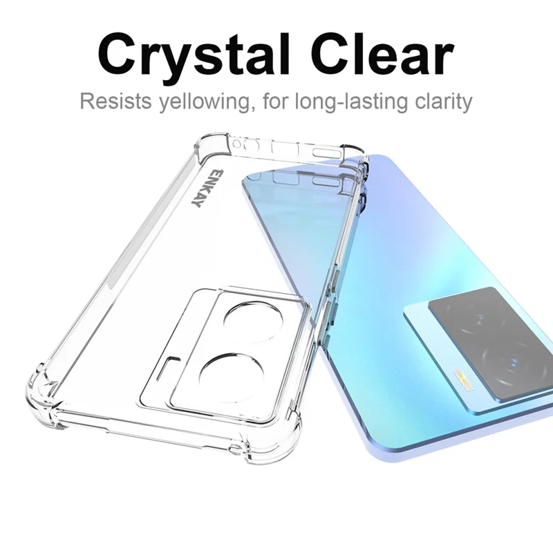 ENKAY HAT PRINCE Pour vivo iQOO Z7 5G Étui de téléphone transparent HD Coins renforcés Bande anti-dérapante Bord Mobile Cover