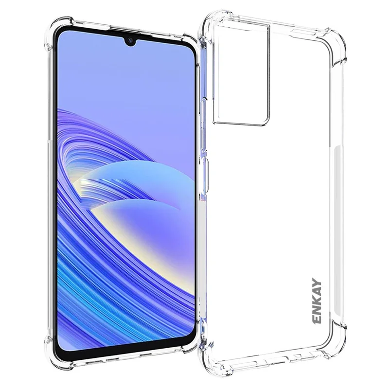 ENKAY HAT PRINCE Transparent mobilskydd för TCL 40 SE, TPU-skalskal med tjockare hörn och antislirband