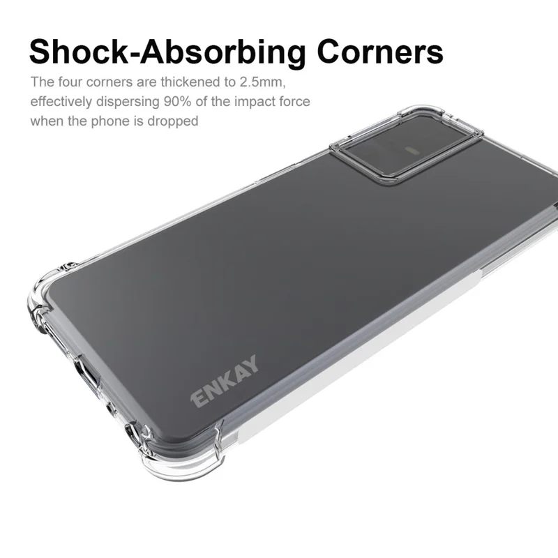 ENKAY HAT PRINCE Transparent mobilskydd för TCL 40 SE, TPU-skalskal med tjockare hörn och antislirband