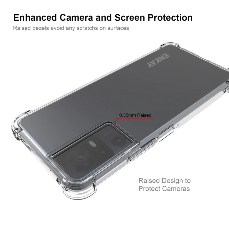 ENKAY HAT PRINCE Transparent mobilskydd för TCL 40 SE, TPU-skalskal med tjockare hörn och antislirband