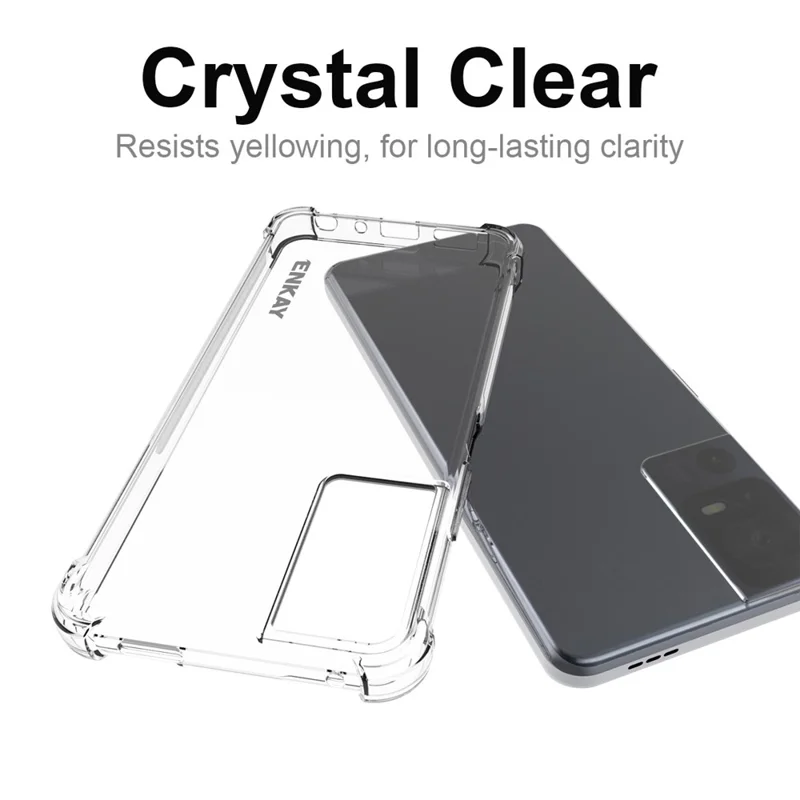 ENKAY HAT PRINCE Transparent mobilskydd för TCL 40 SE, TPU-skalskal med tjockare hörn och antislirband