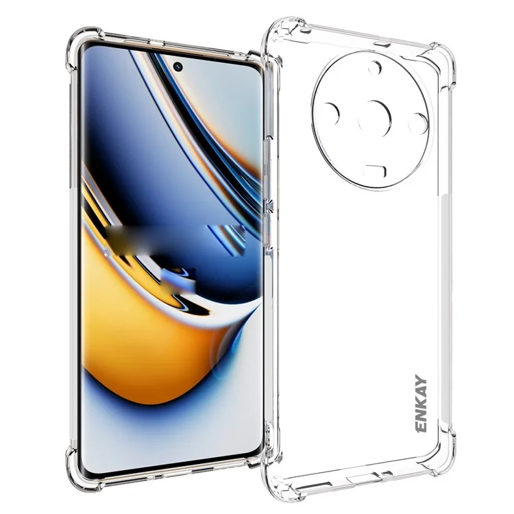 ENKAY HAT PRINCE For Realme 11 Pro+ 5G / 11 Pro 5G Thickened Corners Clear Smartphone Shell TPU Case Anti-slip Strip Edge Cover
