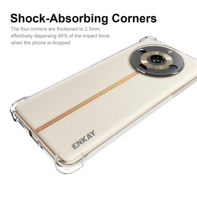 ENKAY HAT PRINCE For Realme 11 Pro+ 5G / 11 Pro 5G Thickened Corners Clear Smartphone Shell TPU Case Anti-slip Strip Edge Cover