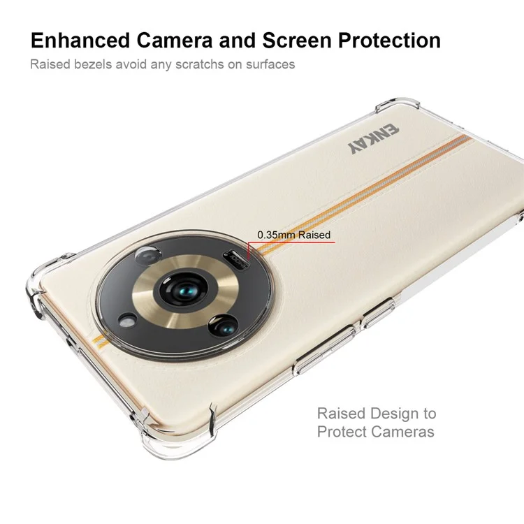 ENKAY HAT PRINCE For Realme 11 Pro+ 5G / 11 Pro 5G Thickened Corners Clear Smartphone Shell TPU Case Anti-slip Strip Edge Cover