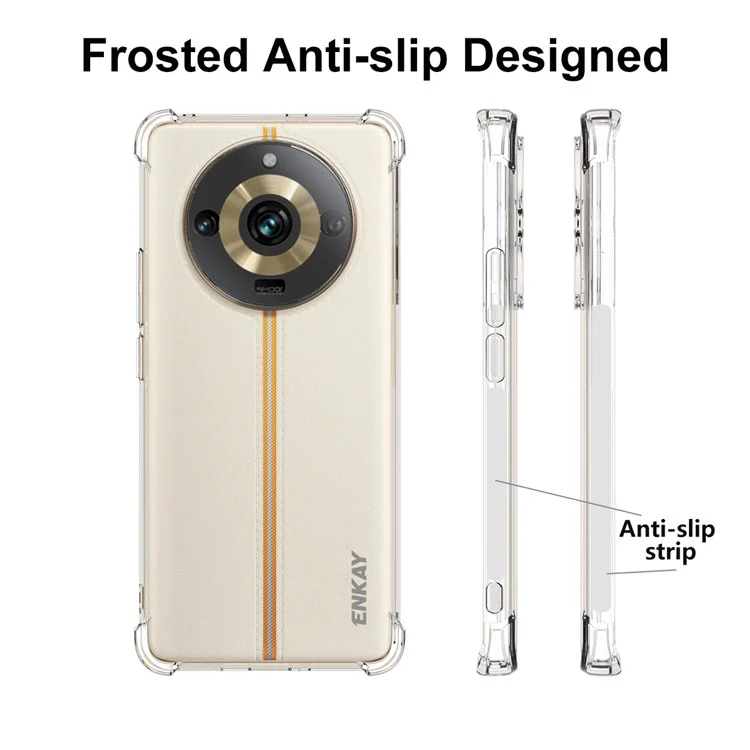 ENKAY HAT PRINCE For Realme 11 Pro+ 5G / 11 Pro 5G Thickened Corners Clear Smartphone Shell TPU Case Anti-slip Strip Edge Cover