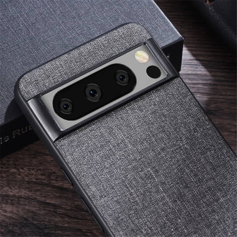 Pour Google Pixel 8 Pro Cloth Texture PC+TPU Phone Cover Anti-fall Cell Phone Case - Gris
