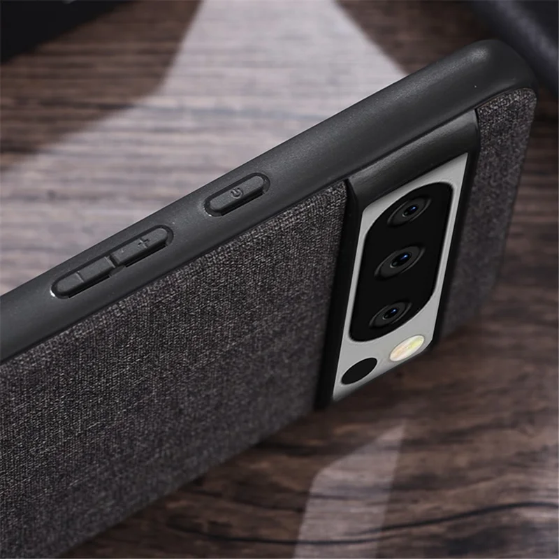 Pour Google Pixel 8 Pro Cloth Texture PC+TPU Phone Cover Anti-fall Cell Phone Case - Gris