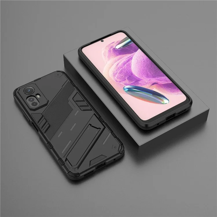 Para Xiaomi Redmi Note 12S 4G Capa de Telefone à Prova de Choques com Suporte - Preta