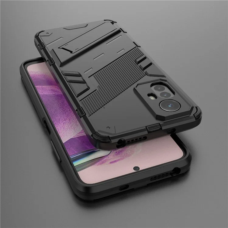 Para Xiaomi Redmi Note 12S 4G Capa de Telefone à Prova de Choques com Suporte - Preta