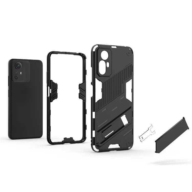 Para Xiaomi Redmi Note 12S 4G Capa de Telefone à Prova de Choques com Suporte - Preta