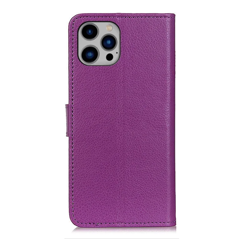 For iPhone 15 Pro PU Leather Full Protection Phone Case Wallet Stand Litchi Texture Cover - Purple