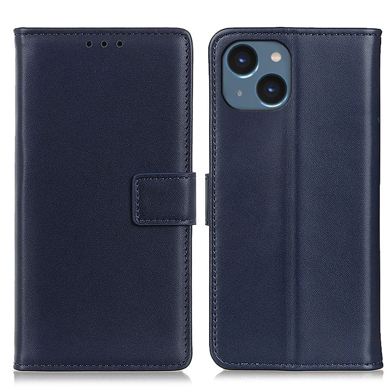 Per iPhone 15 Anti-Scratch TPU+PU Leather Phone Cover Full Protection Case Wallet Phone Shell - Blu
