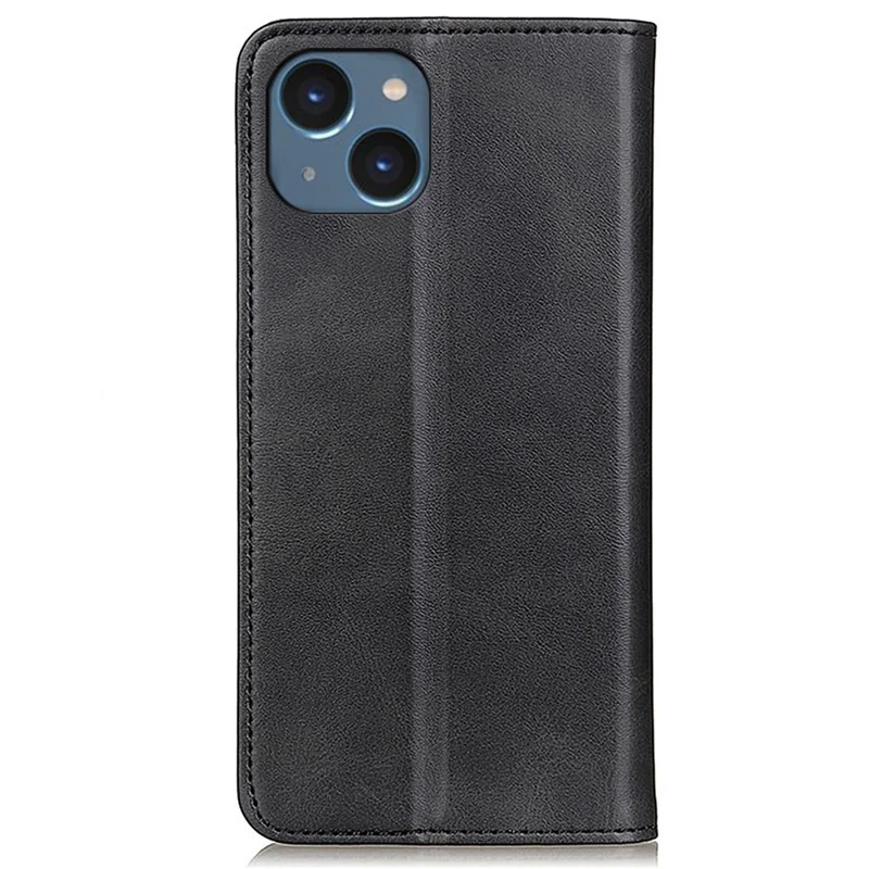 For iPhone 15 Anti-Scratch Phone Case Full Protection Stand Split Leather Wallet Cell Phone Cover - Black