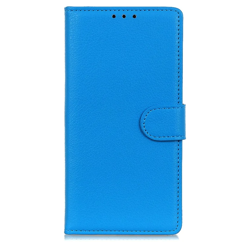 Para iPhone 15 Anti-Scratch Litchi Texture Phone Case Wallet Stand PU Leather Protective Shell - Azul
