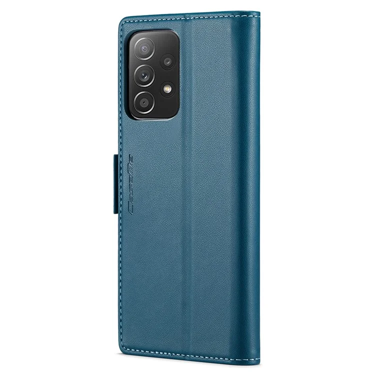 CASEME 023 Series para Samsung Galaxy A52 4G / A52s 5G / A52 5G RFID Blocking Stand Case Leather Wallet Phone Cover - Azul