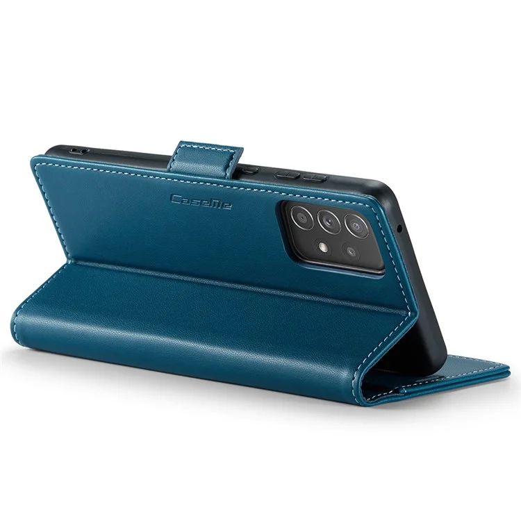 CASEME 023 Series para Samsung Galaxy A52 4G / A52s 5G / A52 5G RFID Blocking Stand Case Leather Wallet Phone Cover - Azul