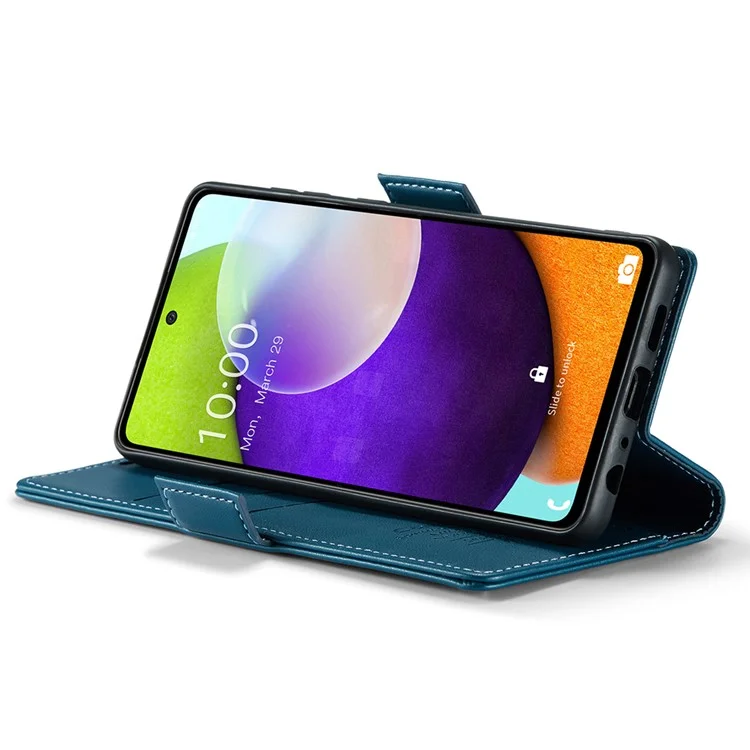 CASEME 023 Series para Samsung Galaxy A52 4G / A52s 5G / A52 5G RFID Blocking Stand Case Leather Wallet Phone Cover - Azul