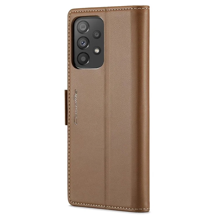 CASEME 023 Series Para Samsung Galaxy A53 5G Funda de Cartera con Bloqueo RFID Textura de Litchi Funda de Pie para Teléfono de Cuero - Marrón 
