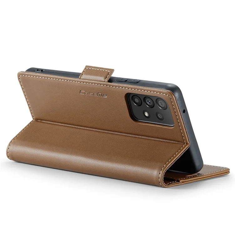 CASEME 023 Series Para Samsung Galaxy A53 5G Funda de Cartera con Bloqueo RFID Textura de Litchi Funda de Pie para Teléfono de Cuero - Marrón 