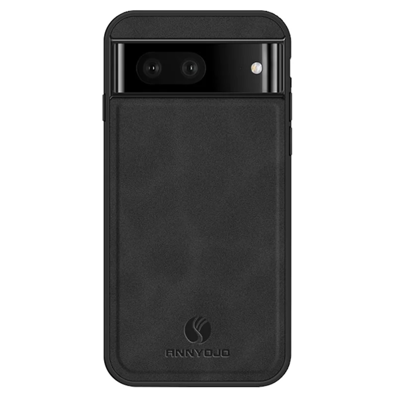 ANNYOJO For Google Pixel 7a Anti-scratch PU Leather Coated PC+TPU Phone Case Support Magnetic Car Mount - Black