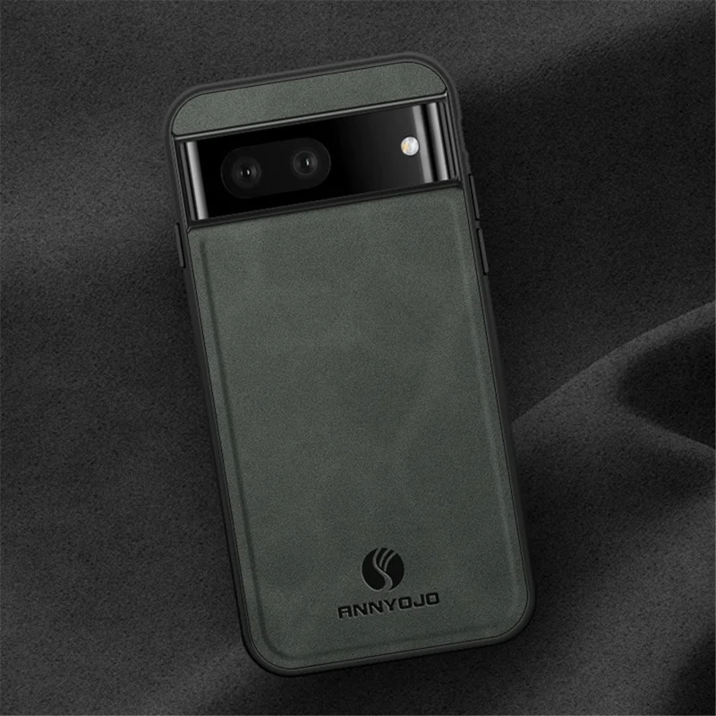 ANNYOJO For Google Pixel 7a Anti-scratch PU Leather Coated PC+TPU Phone Case Support Magnetic Car Mount - Black