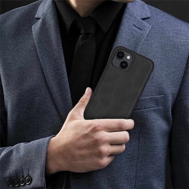 ANNYOJO для iPhone 13 Чехол из ПУ-кожи с покрытием из поликарбоната и термопластичного полиуретана, поддержка магнитного автомобильного держателя - серый