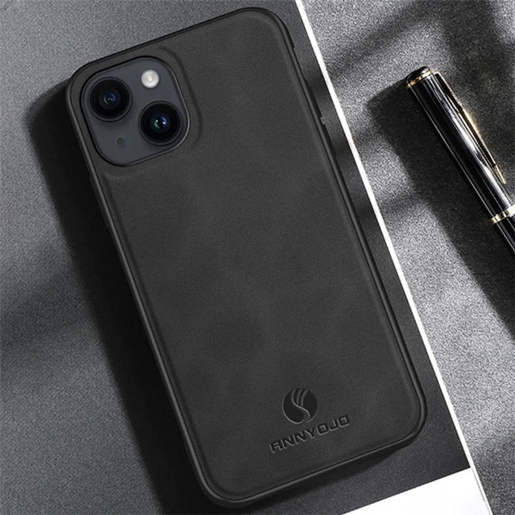 ANNYOJO для iPhone 13 Чехол из ПУ-кожи с покрытием из поликарбоната и термопластичного полиуретана, поддержка магнитного автомобильного держателя - серый