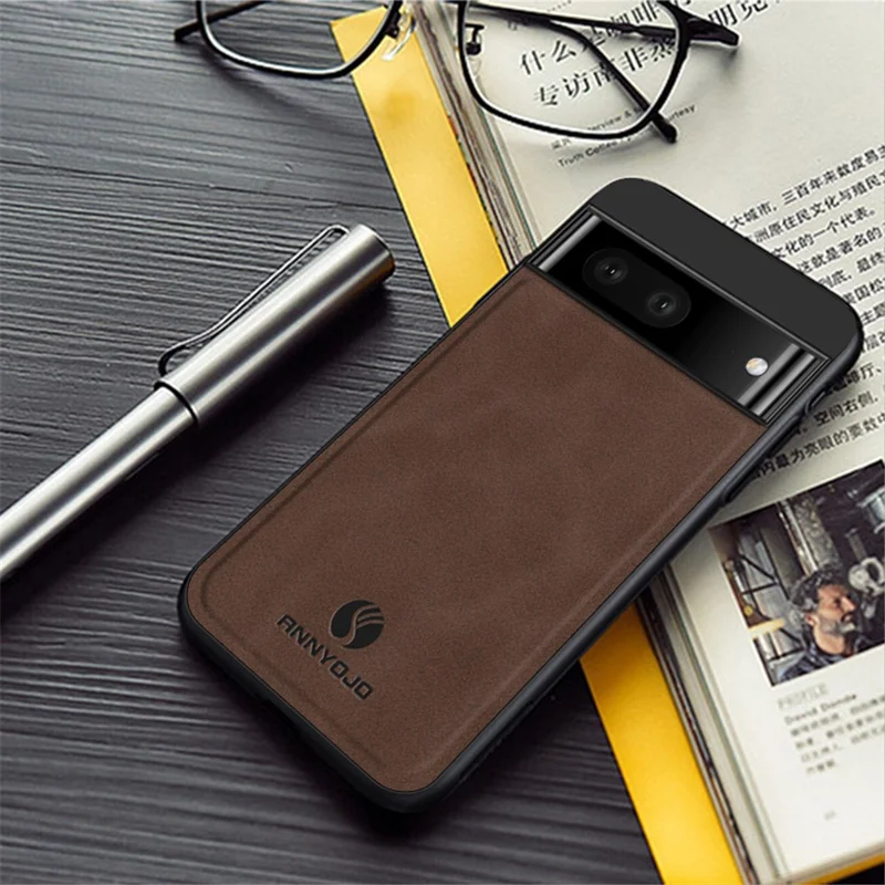 ANNYOJO PU Leather Coated PC+TPU Cover for Google Pixel 7 5G , Phone Case Support Magnetic Car Mount - Black