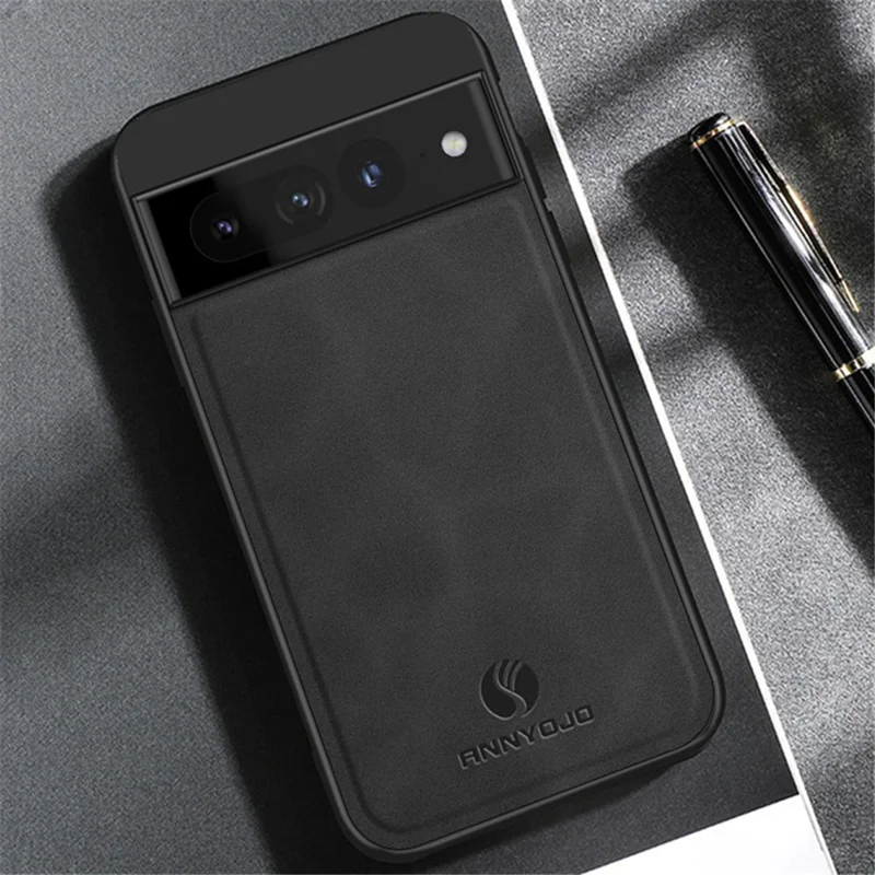 ANNYOJO Capa de proteção à prova de choques para Google Pixel 7 Pro 5G, em couro PU + PC + TPU, com suporte para carro com placa metálica - Coffee