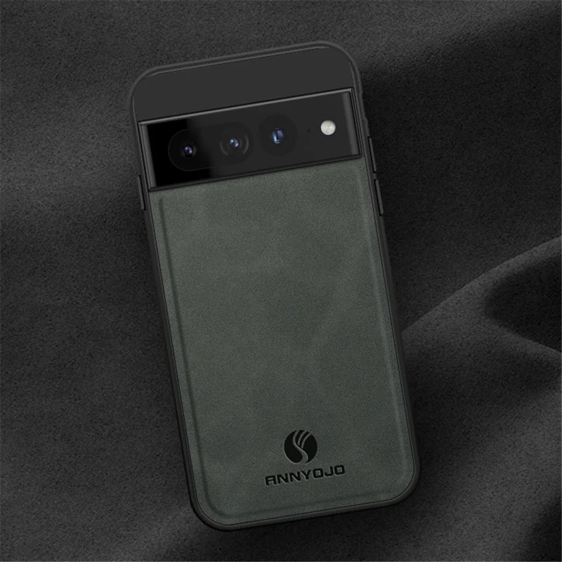 ANNYOJO Capa de proteção à prova de choques para Google Pixel 7 Pro 5G, em couro PU + PC + TPU, com suporte para carro com placa metálica - Coffee