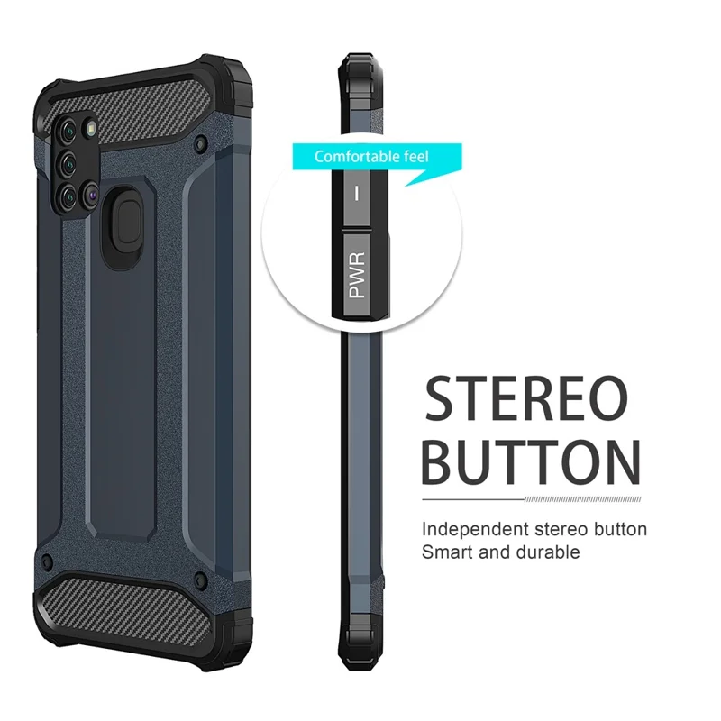 Mobile Phone Cover for Samsung Galaxy A21s Drop Protection PC+TPU Back Case - Silver