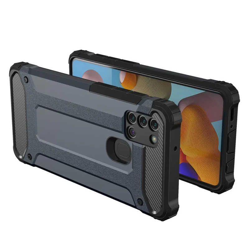 Mobile Phone Cover for Samsung Galaxy A21s Drop Protection PC+TPU Back Case - Silver