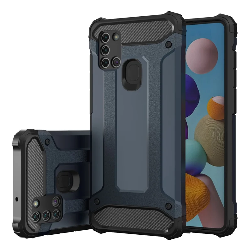 Mobile Phone Cover for Samsung Galaxy A21s Drop Protection PC+TPU Back Case - Silver