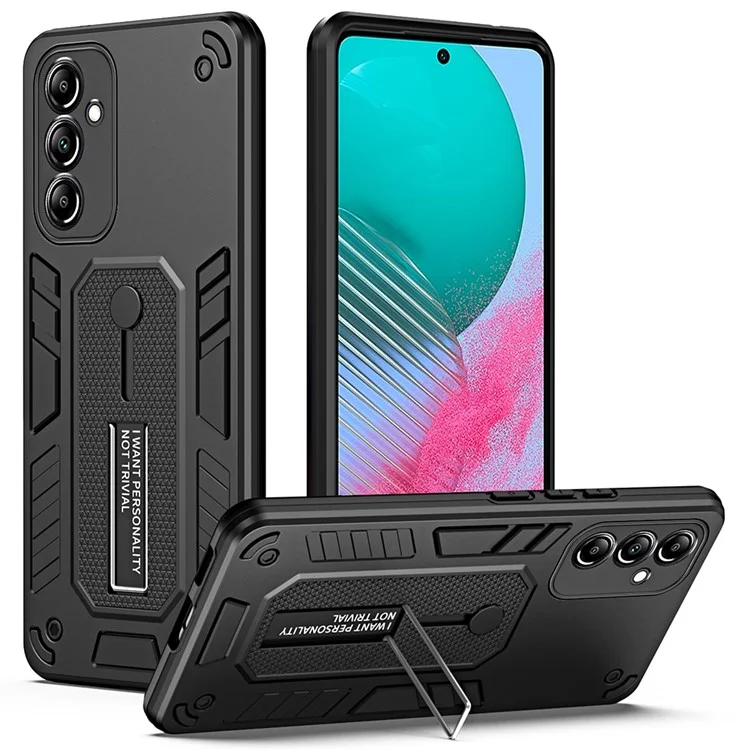 Für Samsung Galaxy M54 5G / F54 5G Handyhülle Silikon-Ring-Strap TPU+PC Backcover mit Metallständer - Schwarz
