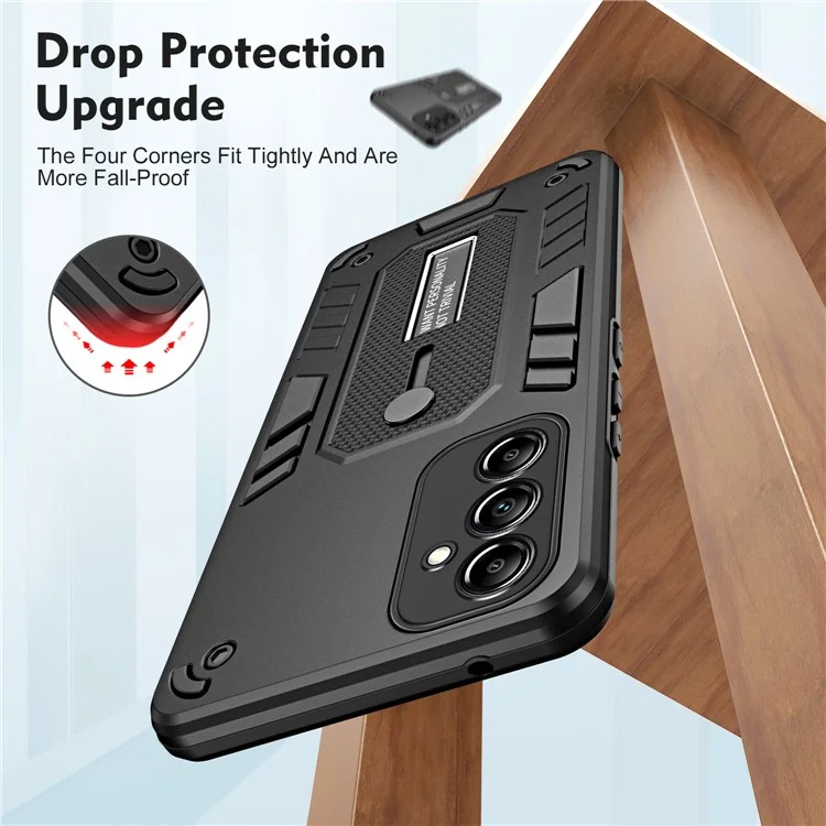 Für Samsung Galaxy M54 5G / F54 5G Handyhülle Silikon-Ring-Strap TPU+PC Backcover mit Metallständer - Schwarz
