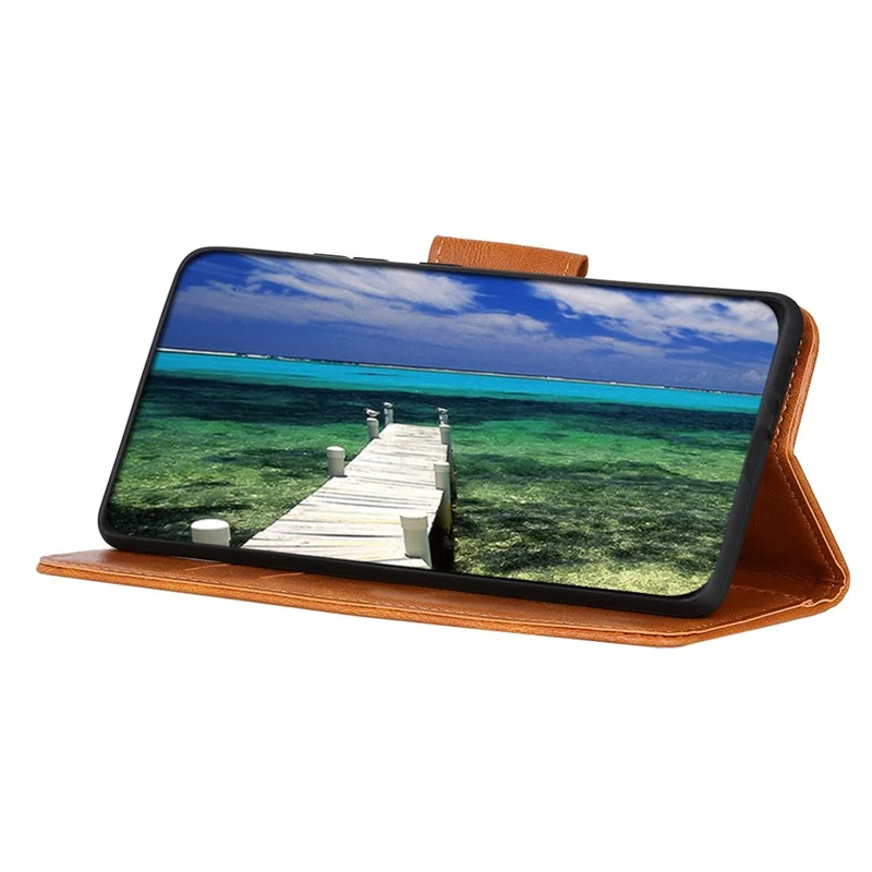 Voor Nokia XR21 PU Leren Flip Folio Hoes Crazy Horse Structuur Portemonnee Stand Telefoonhoes - Bruin