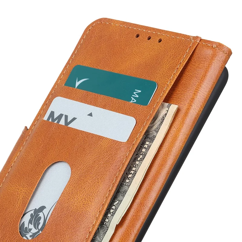 Voor Nokia XR21 PU Leren Flip Folio Hoes Crazy Horse Structuur Portemonnee Stand Telefoonhoes - Bruin