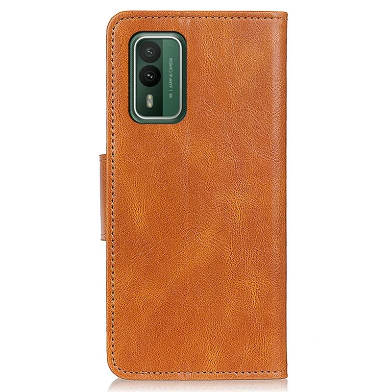 Voor Nokia XR21 PU Leren Flip Folio Hoes Crazy Horse Structuur Portemonnee Stand Telefoonhoes - Bruin