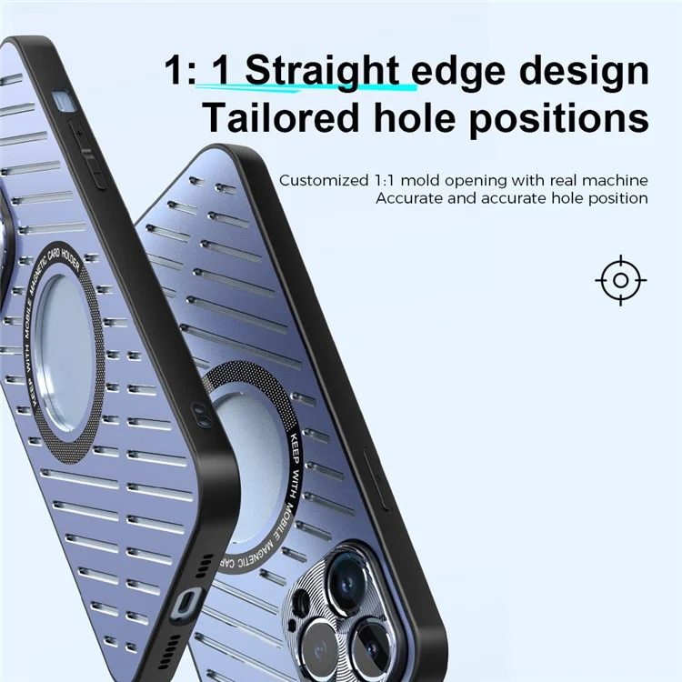 R-just RJ57 Para Iphone 12 Pro Max Disipación de Calor Hollow Metal+TPU Case de Teléfono Compatible Con Magsafe - Plata
